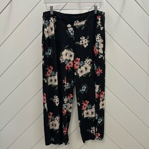 J Jill Wearever Collection Full Leg Cropped Floral Pants